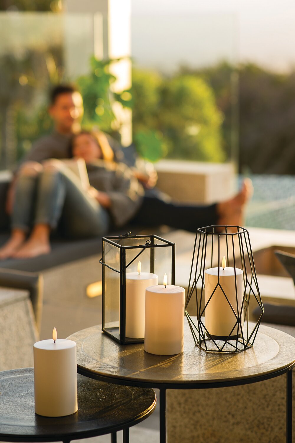 LED bloklys udendørs, hvid - H:12,7 x Ø:7,8 cm